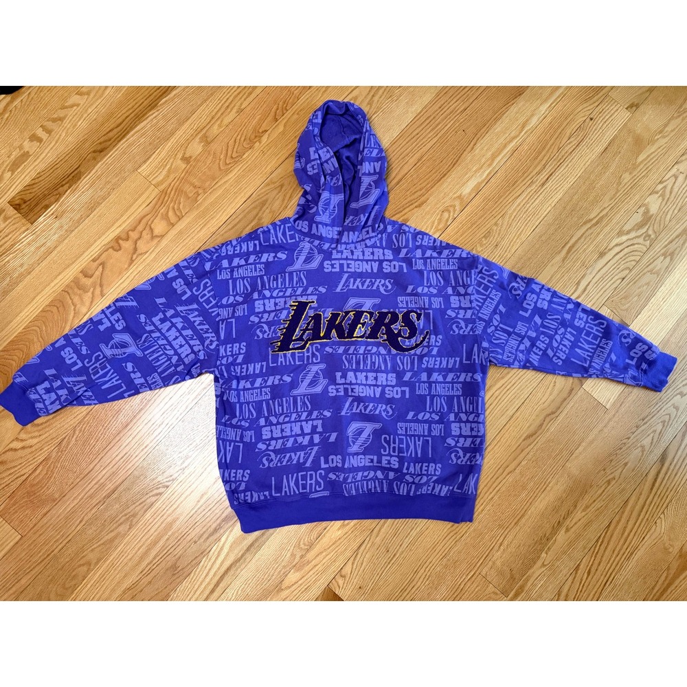NBA Los Angeles Lakers All Over Print Hoodie WMNS XXL Purple Embroidered Logo